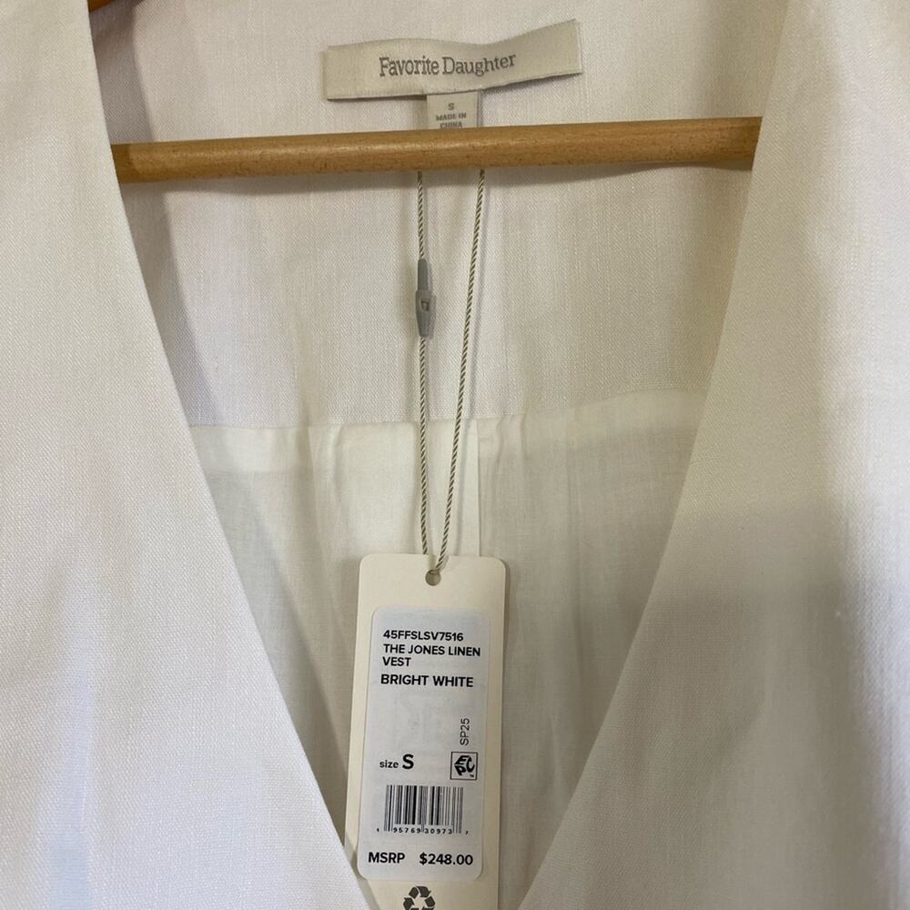 Favorite Daughter Jones Linen Vest Size Small Bright White - Picture 6 of 9